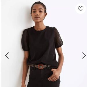 Madewell Striped Sheer-Sleeve Knit
Top